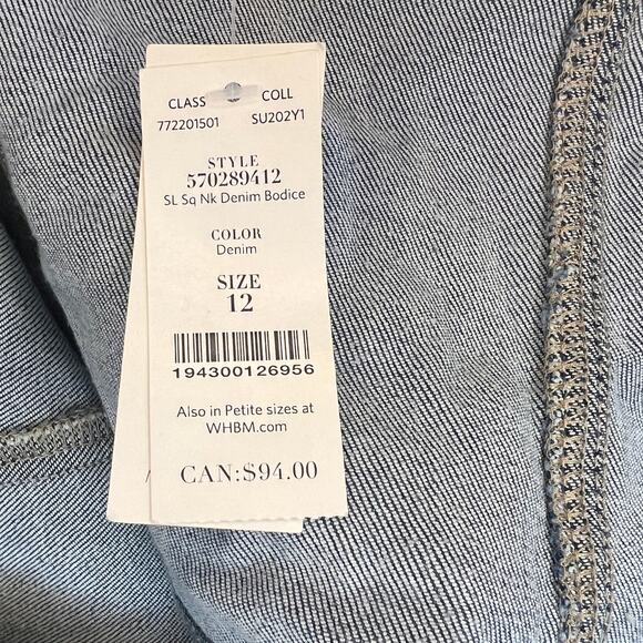 NWT White House Black Market Blue Sleeveless Denim Bodice Top Womens Size 12 - Picture 8 of 9